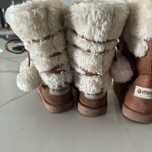 Matching brown fuzzy Winter Boots ( 2 pairs) - Toddler size 12M and 13 M